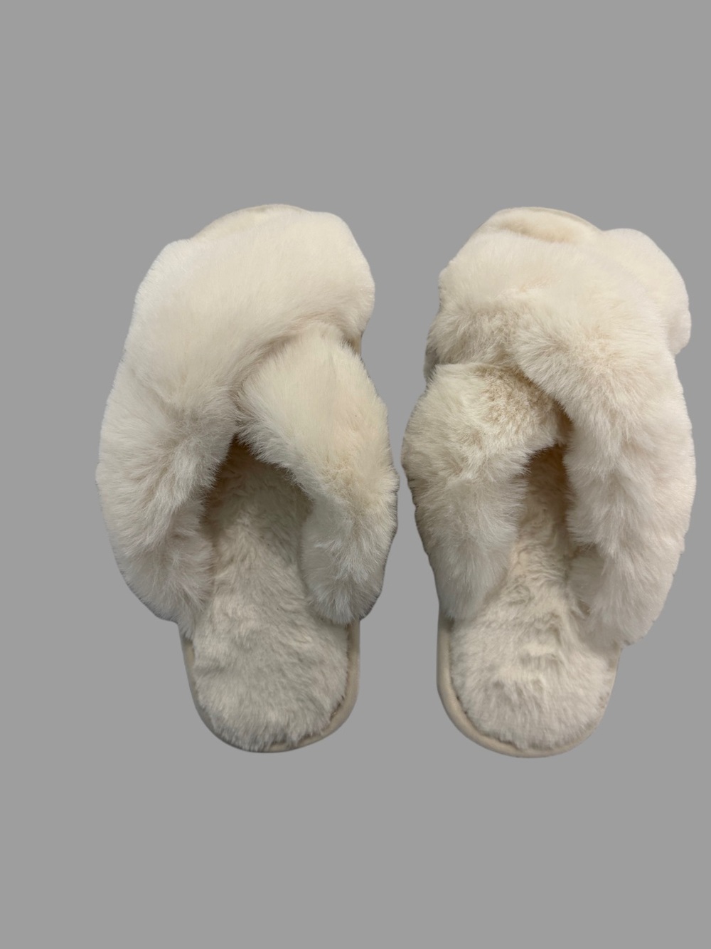 Plush Cream Faux-Fur Slide Slippers - Women